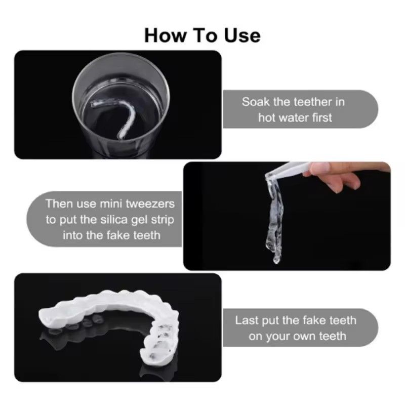Perfect Fit Teeth Whitening Fake Tooth Cover Snap On Silicone Smile Veneers Teeth Upper Beauty Tool Reusable Cosmetic Teeth