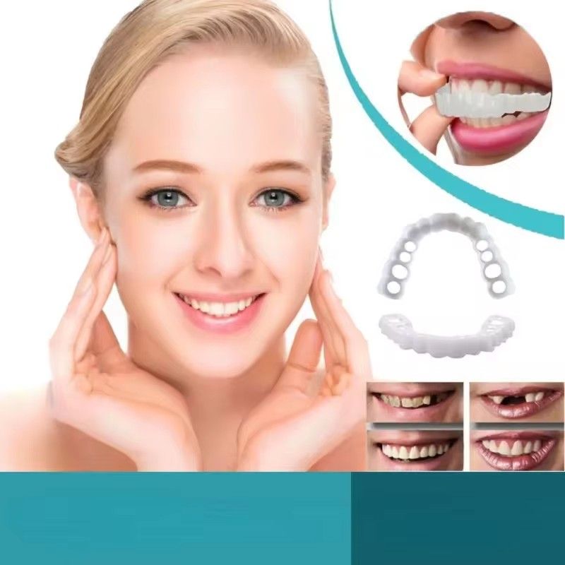 Perfect Fit Teeth Whitening Fake Tooth Cover Snap On Silicone Smile Veneers Teeth Upper Beauty Tool Reusable Cosmetic Teeth