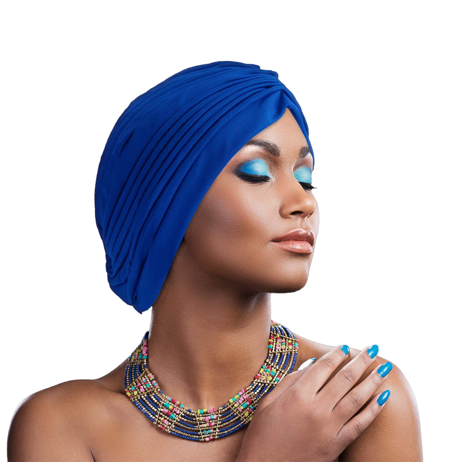 Stretch Turbans Head Beanie Cover Twisted Pleated Headwrap Hair Cover Beanie Hats for Women Girls