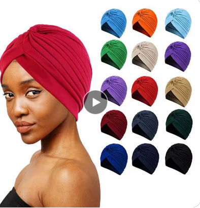 Stretch Turbans Head Beanie Cover Twisted Pleated Headwrap Hair Cover Beanie Hats for Women Girls