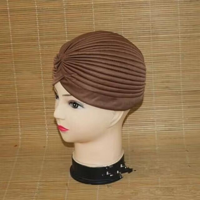Stretch Turbans Head Beanie Cover Twisted Pleated Headwrap Hair Cover Beanie Hats for Women Girls