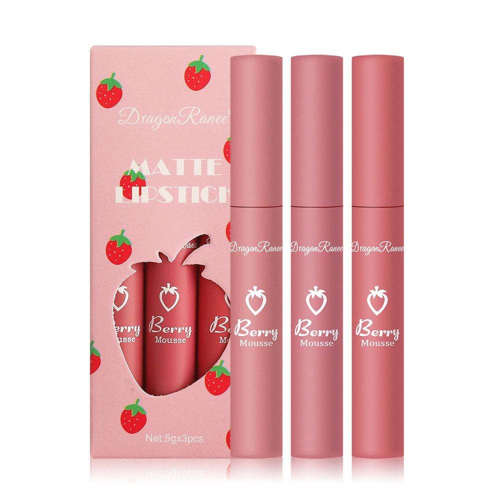 3Pcs/Set Lip Gloss  Korean Lipsticks Set Make Up For Women Beauty Cosmetics Matte Lipsticks Waterproof Long-lasting