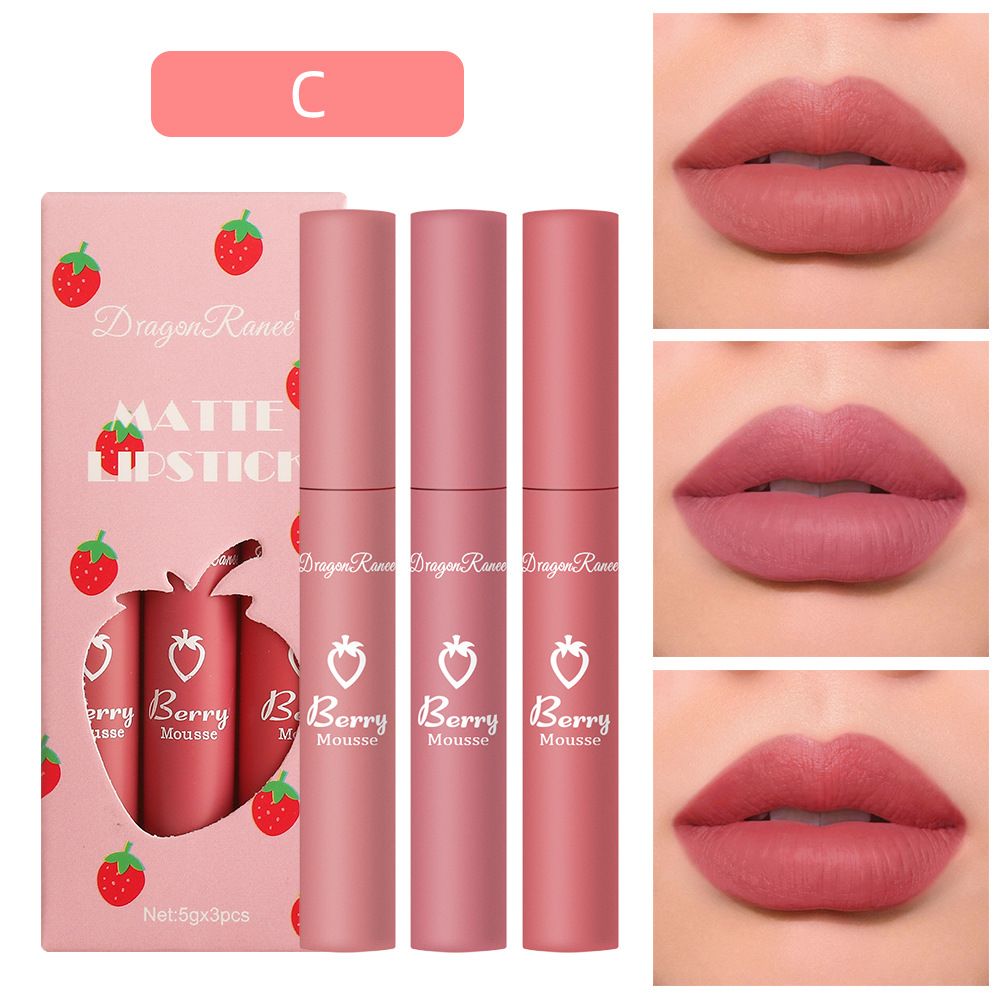 3Pcs/Set Lip Gloss  Korean Lipsticks Set Make Up For Women Beauty Cosmetics Matte Lipsticks Waterproof Long-lasting