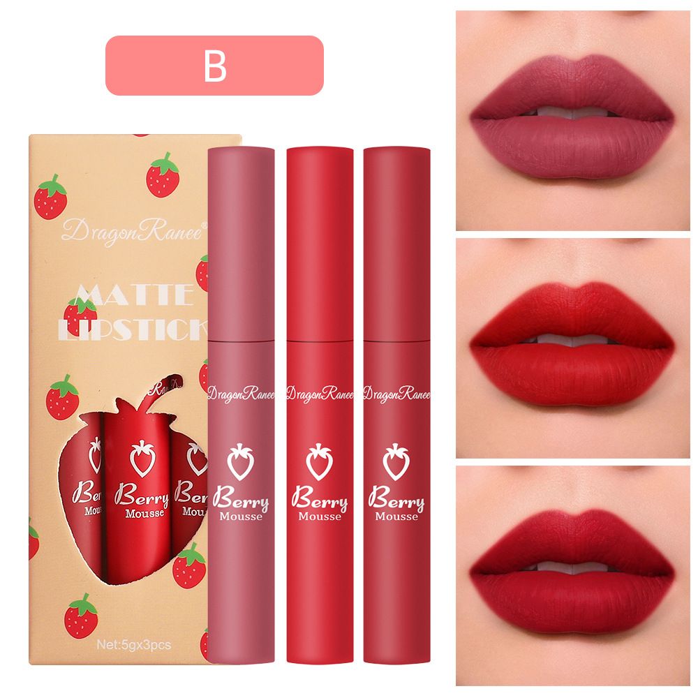 3Pcs/Set Lip Gloss  Korean Lipsticks Set Make Up For Women Beauty Cosmetics Matte Lipsticks Waterproof Long-lasting