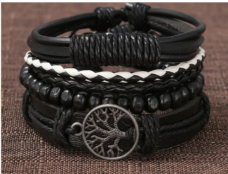 5PCS Set Fashion Mens Sports Watches Man Business Quartz Wristwatch Luxury Leather Bracelet Men Casual Clock Watch