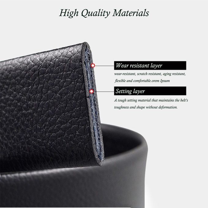 2pcs/set Leather Automatic Buckle Belt - Black And Golden