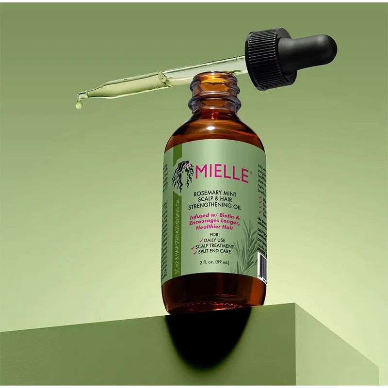 Hair Growth Essential Oil Rosemary Mint Hair Strengthening Oil Nourishing Treatment for Split Ends and Dry Mielle Organics Hair