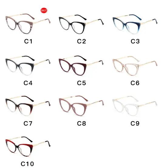 Fashion TR90 Anti Blue Light Blocking Cat Eye Glasses Frame Women Luxury Designer Retro Eyeglasses for Ladies Optical Frame