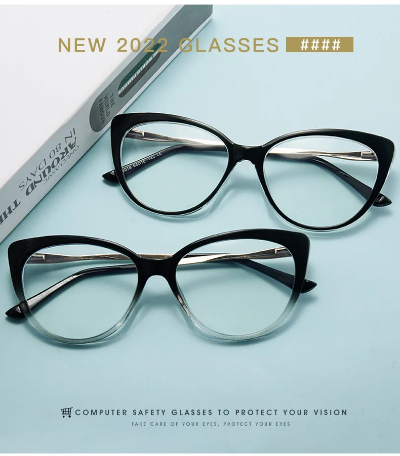 Fashion TR90 Anti Blue Light Blocking Cat Eye Glasses Frame Women Luxury Designer Retro Eyeglasses for Ladies Optical Frame