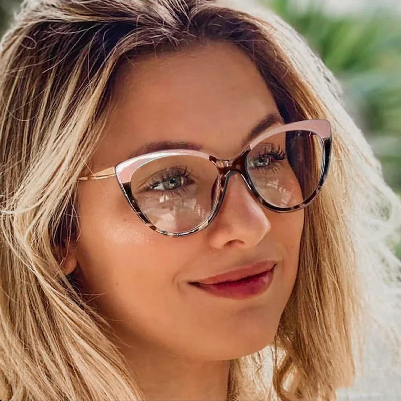 Fashion TR90 Anti Blue Light Blocking Cat Eye Glasses Frame Women Luxury Designer Retro Eyeglasses for Ladies Optical Frame