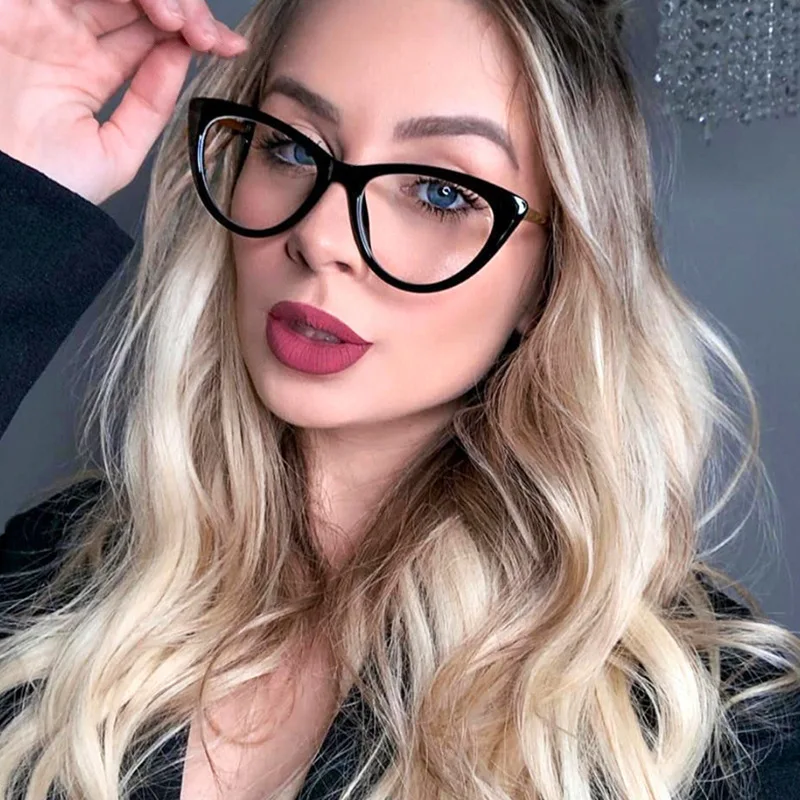 Fashion TR90 Anti Blue Light Blocking Cat Eye Glasses Frame Women Luxury Designer Retro Eyeglasses for Ladies Optical Frame