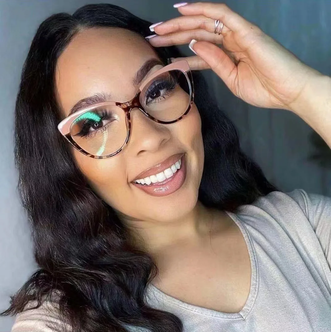 Fashion TR90 Anti Blue Light Blocking Cat Eye Glasses Frame Women Luxury Designer Retro Eyeglasses for Ladies Optical Frame