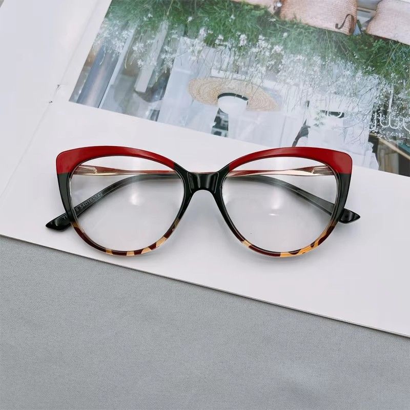 Fashion TR90 Anti Blue Light Blocking Cat Eye Glasses Frame Women Luxury Designer Retro Eyeglasses for Ladies Optical Frame