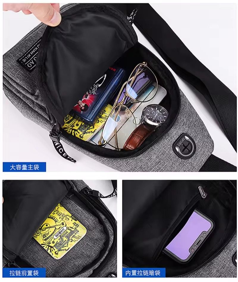 Chest Bag Fashion New Solid Color Men Chest Bag Outdoor Casual Fashion One Shoulder Crossbody Bag