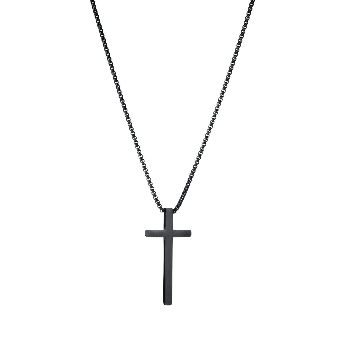 6Pcs/Set Fashionable Pu Leather '8' Shape Beaded Bracelet With Mechanical Watch, Cross Pendant Necklace For Men, Black-Colored