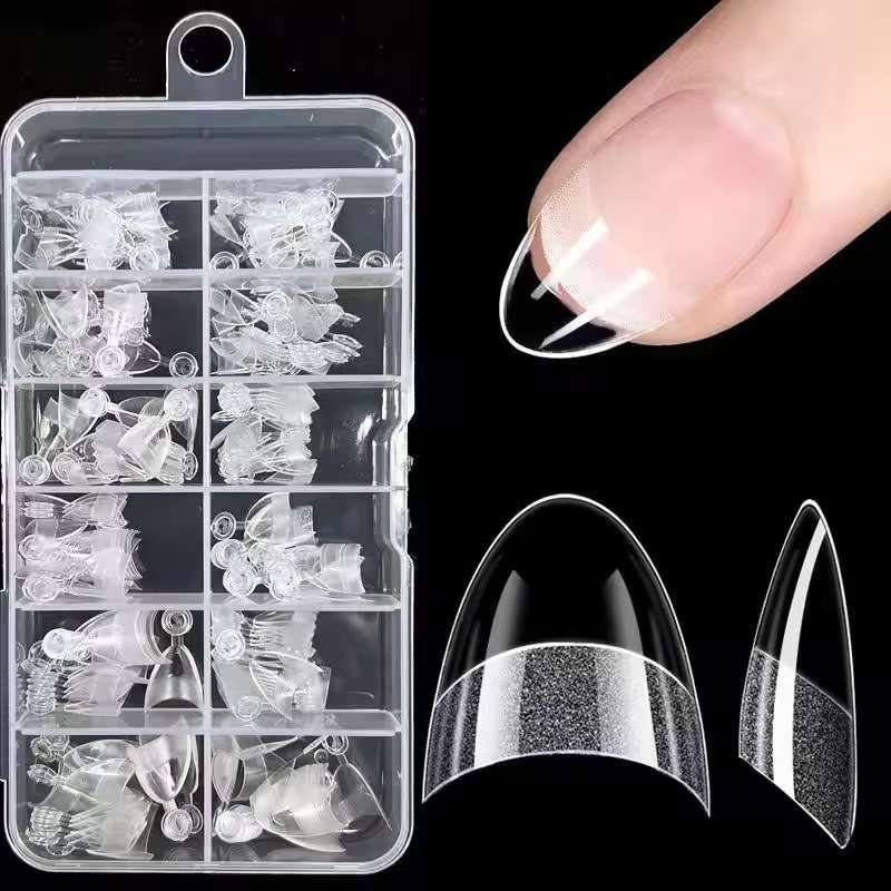 240Pcs/Box Half Matte XS Almond Nail Tips Full Cover Soft Gel False Artificial Nails Extension Perfect for Extra Short Nail Bed
