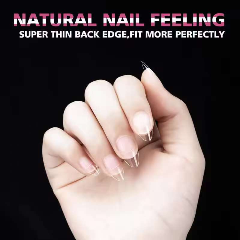 240Pcs/Box Half Matte XS Almond Nail Tips Full Cover Soft Gel False Artificial Nails Extension Perfect for Extra Short Nail Bed