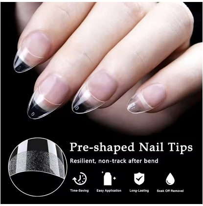 240Pcs/Box Half Matte XS Almond Nail Tips Full Cover Soft Gel False Artificial Nails Extension Perfect for Extra Short Nail Bed