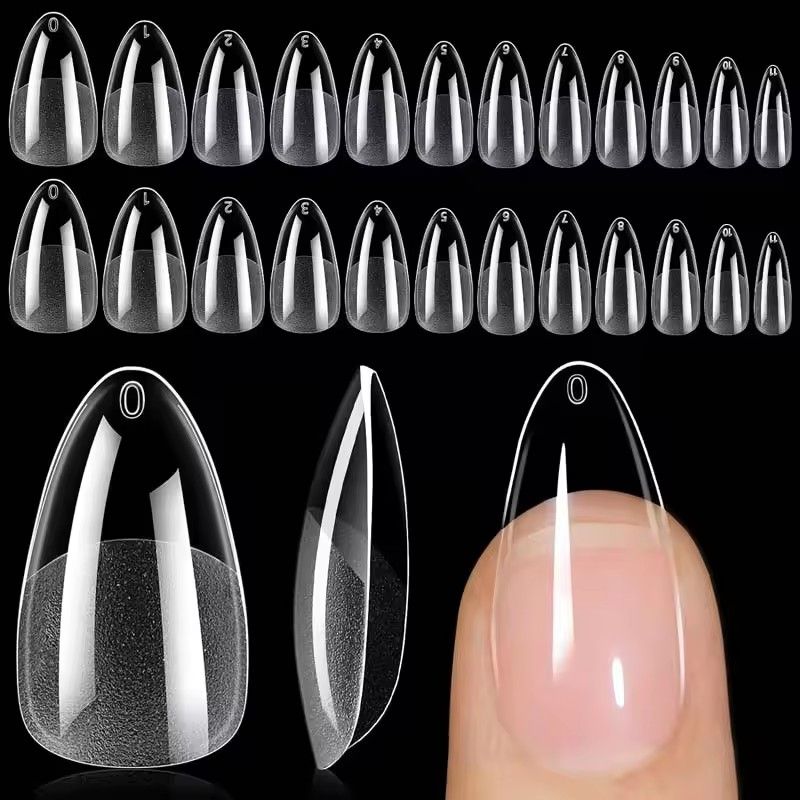 240Pcs/Box Half Matte XS Almond Nail Tips Full Cover Soft Gel False Artificial Nails Extension Perfect for Extra Short Nail Bed