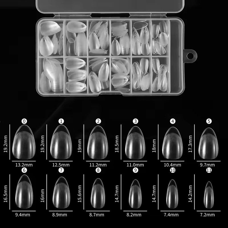 240Pcs/Box Half Matte XS Almond Nail Tips Full Cover Soft Gel False Artificial Nails Extension Perfect for Extra Short Nail Bed