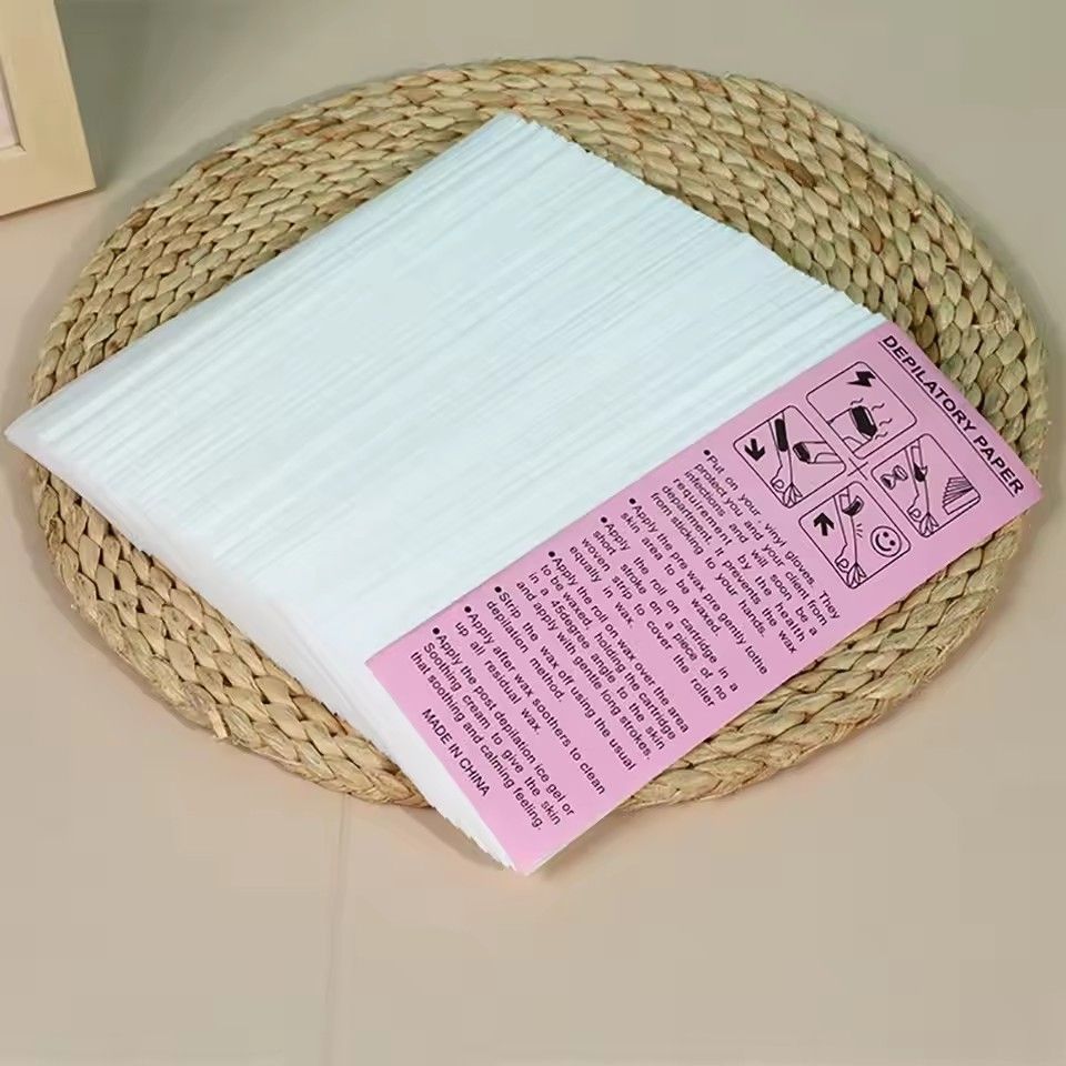 100pcs/bag Hair Removal Wax Paper , Non-woven Hair Removal Cloth Disposable Hair Removal Wax Paper, White, Body and Face Wax Strips