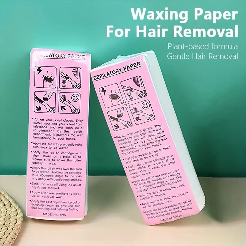 100pcs/bag Hair Removal Wax Paper , Non-woven Hair Removal Cloth Disposable Hair Removal Wax Paper, White, Body and Face Wax Strips