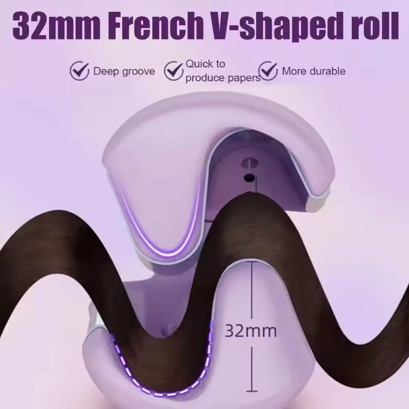 32MM Electric Curling Iron Automatic Lambswool Curling Tool Long Lasting Styling French Styling Rotating Anti-Flame Design