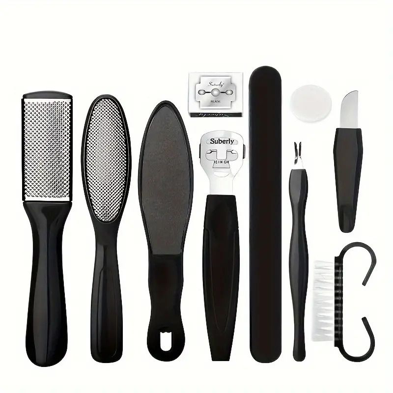 10pcs Stainless Steel Foot File Set - Professional Unscented Pedicure Tools for Dead Skin Removal and Foot Care Manicure Essentials