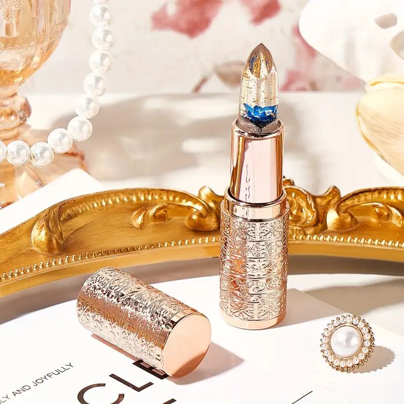 Jelly Color Changing Lip Balm - Petals Flowers Moisturizing Lipstick, Smooth Glossy Lips, Transparent And Temperature Changing