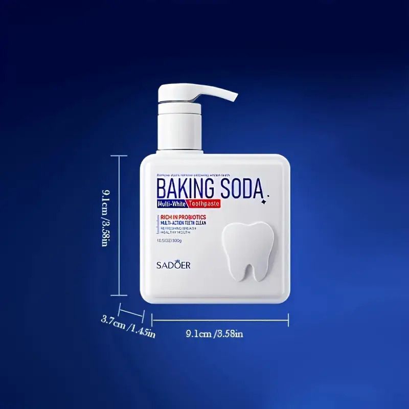300g Deep Clean & Whitening Probiotic Toothpaste - Baking Soda Pump Dispenser for Personal Care