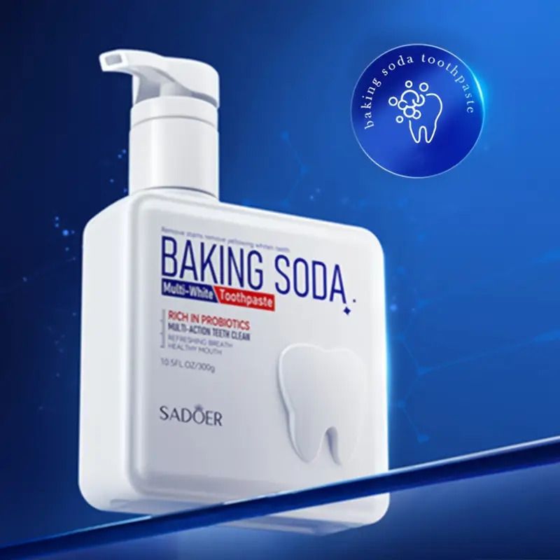 300g Deep Clean & Whitening Probiotic Toothpaste - Baking Soda Pump Dispenser for Personal Care