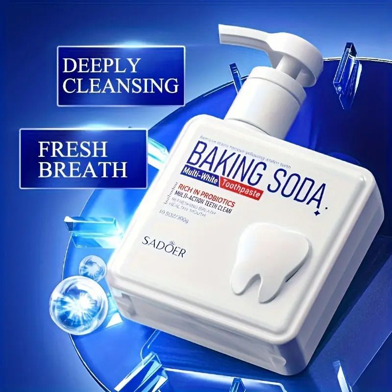 300g Deep Clean & Whitening Probiotic Toothpaste - Baking Soda Pump Dispenser for Personal Care