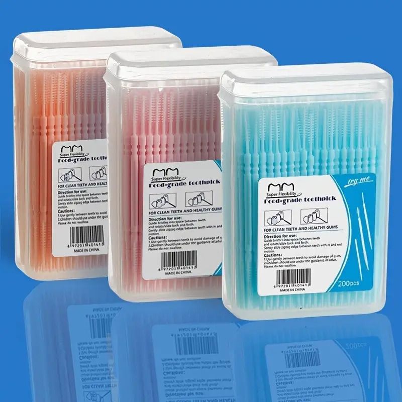 200pcs Deluxe Dual-Sided Interdental Brushes - Thorough Deep Cleaning for Healthy Gums - Portable & Disposable for Everyday Oral Care