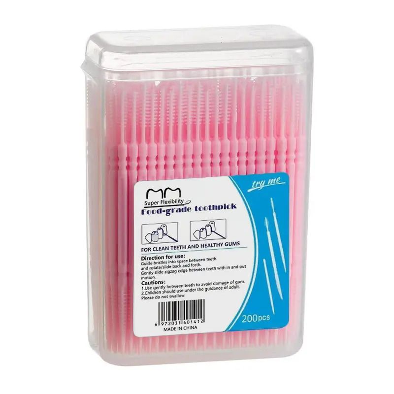 200pcs Deluxe Dual-Sided Interdental Brushes - Thorough Deep Cleaning for Healthy Gums - Portable & Disposable for Everyday Oral Care