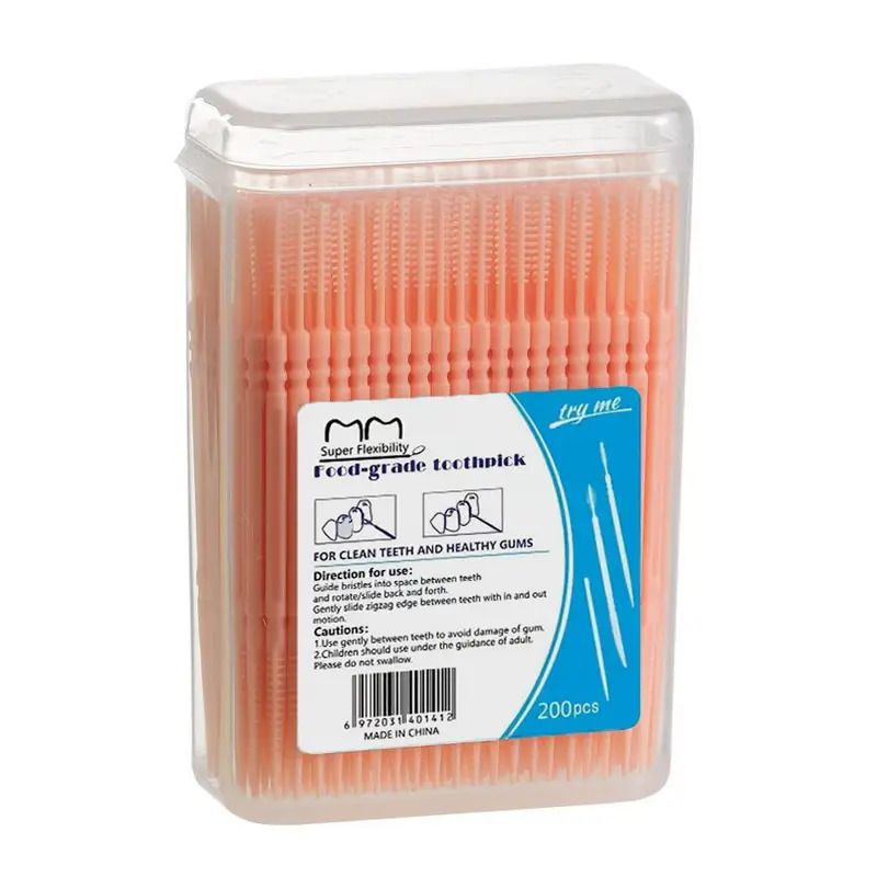 200pcs Deluxe Dual-Sided Interdental Brushes - Thorough Deep Cleaning for Healthy Gums - Portable & Disposable for Everyday Oral Care