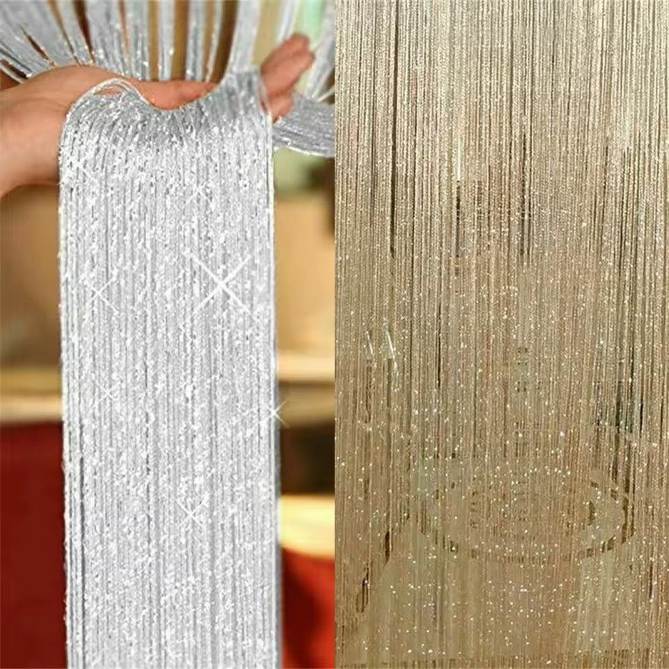 Door String Curtain Shiny Tassel Flash Line Window Curtain Valance Divider Decorative Party Wedding