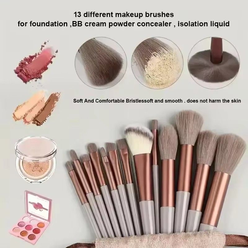 13Pcs Makeup Brushes Set Foundation  Powder Eyeshadow Concealer Blending Makeup brush set Beauty Tool with Storage Bag