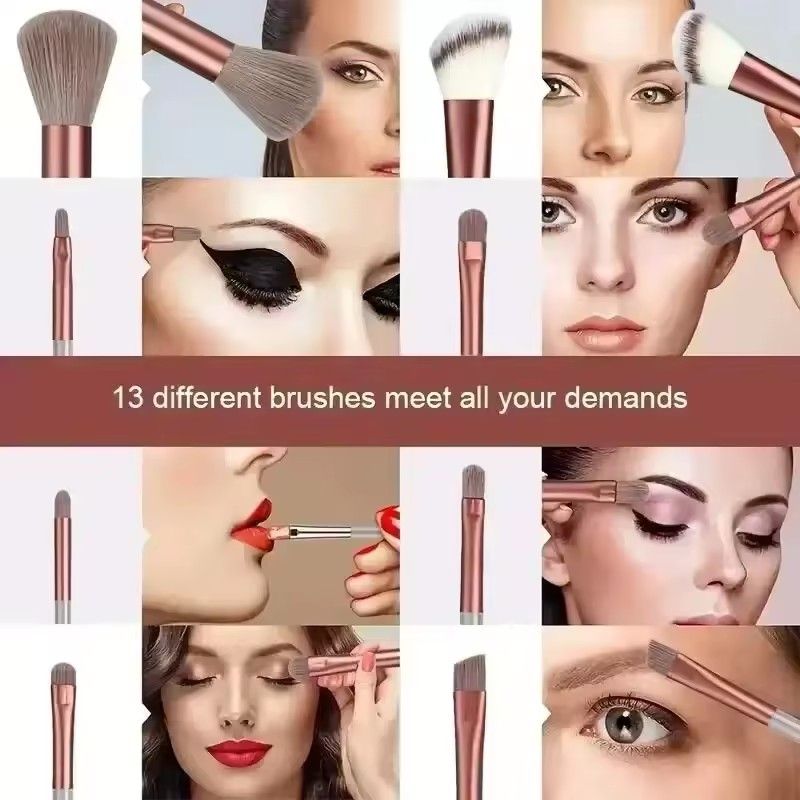 13Pcs Makeup Brushes Set Foundation  Powder Eyeshadow Concealer Blending Makeup brush set Beauty Tool with Storage Bag
