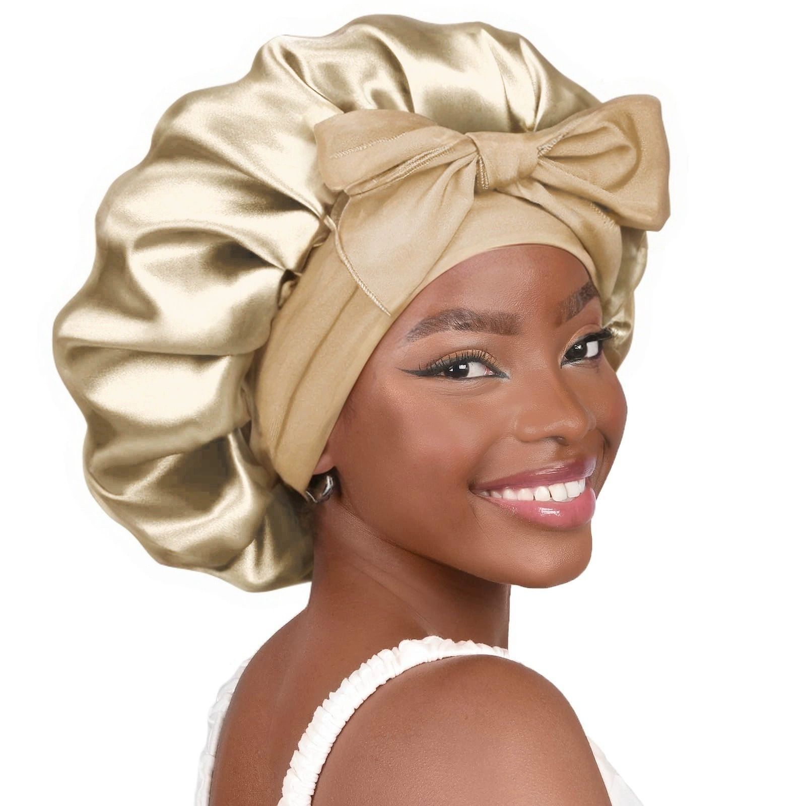 Satin Bonnet Silk Bonnet Adjustable Bonne For Sleeping Hair Bonnet With Tie Band Bonnets For Women