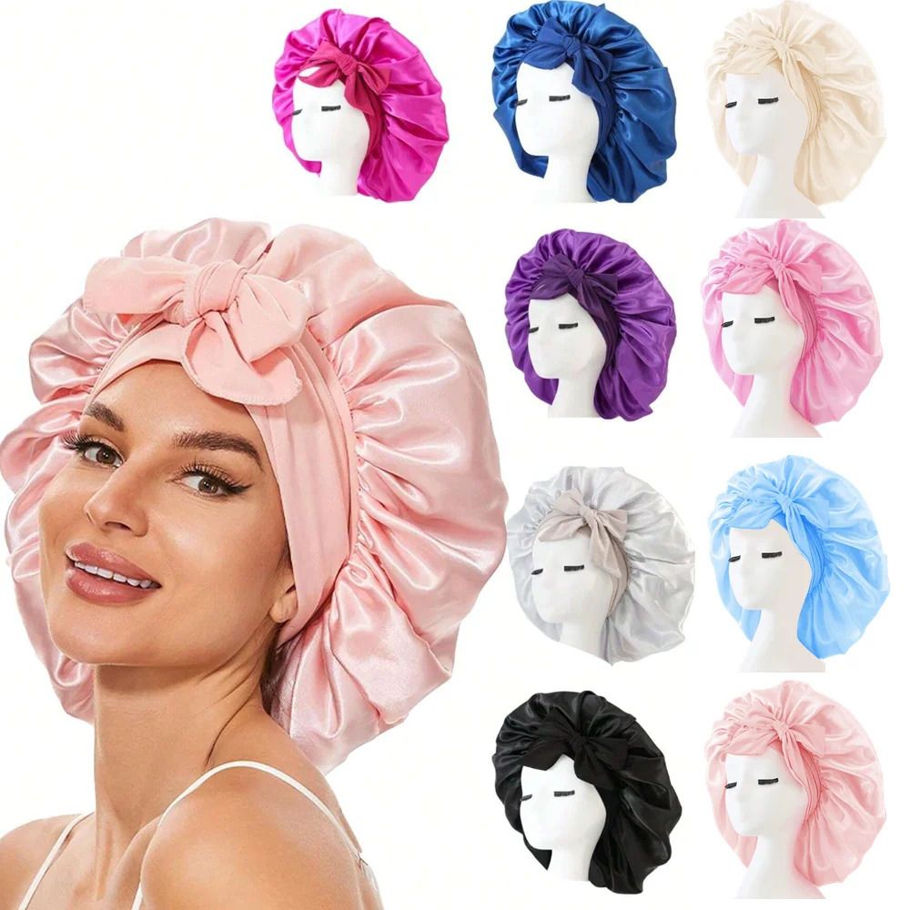 Satin Bonnet Silk Bonnet Adjustable Bonne For Sleeping Hair Bonnet With Tie Band Bonnets For Women