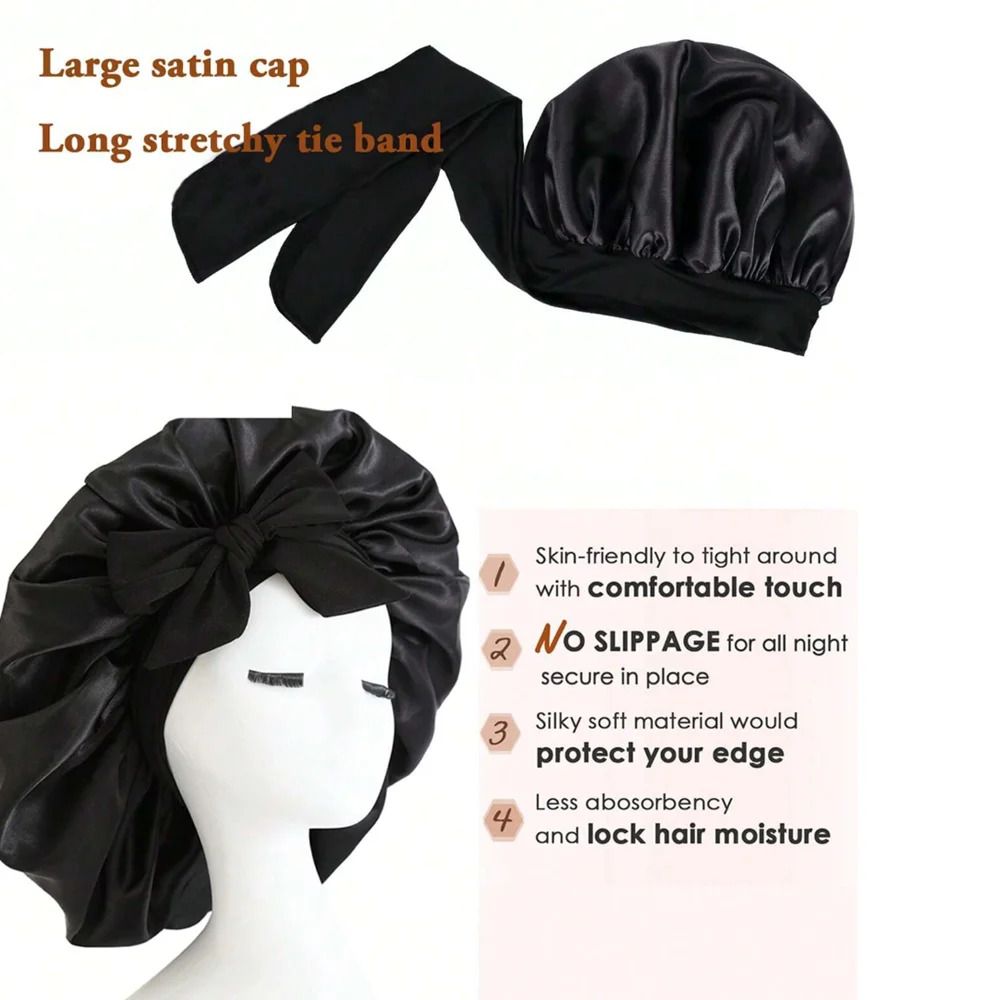 Satin Bonnet Silk Bonnet Adjustable Bonne For Sleeping Hair Bonnet With Tie Band Bonnets For Women