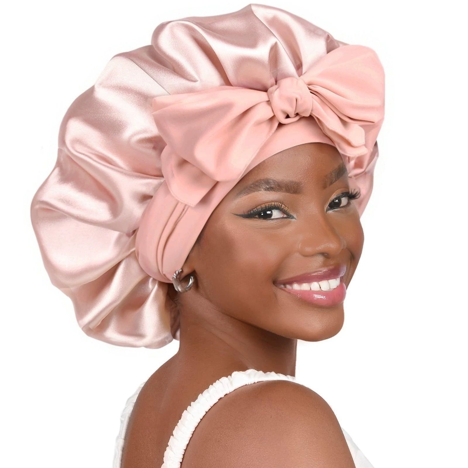 Satin Bonnet Silk Bonnet Adjustable Bonne For Sleeping Hair Bonnet With Tie Band Bonnets For Women