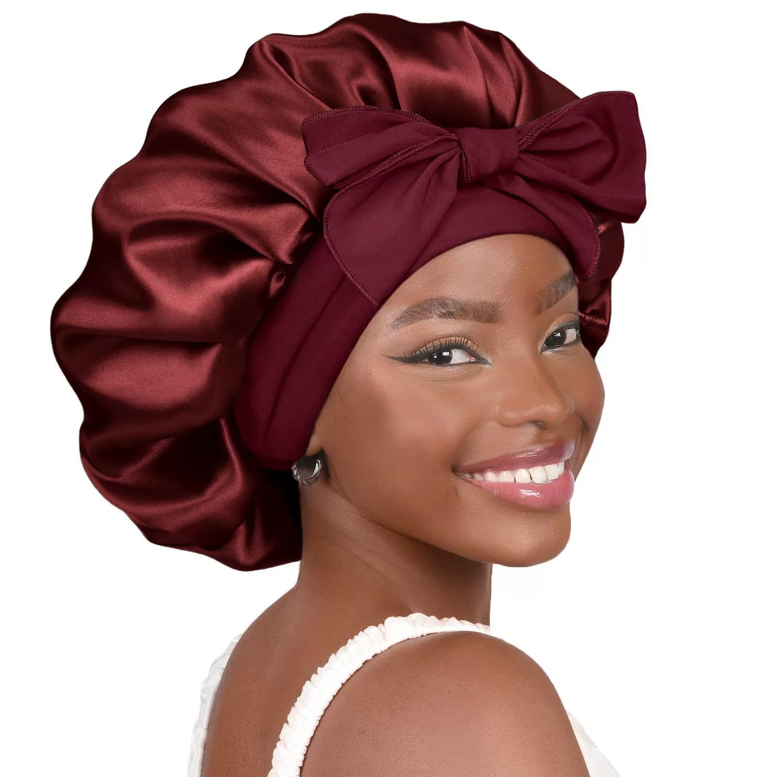Satin Bonnet Silk Bonnet Adjustable Bonne For Sleeping Hair Bonnet With Tie Band Bonnets For Women