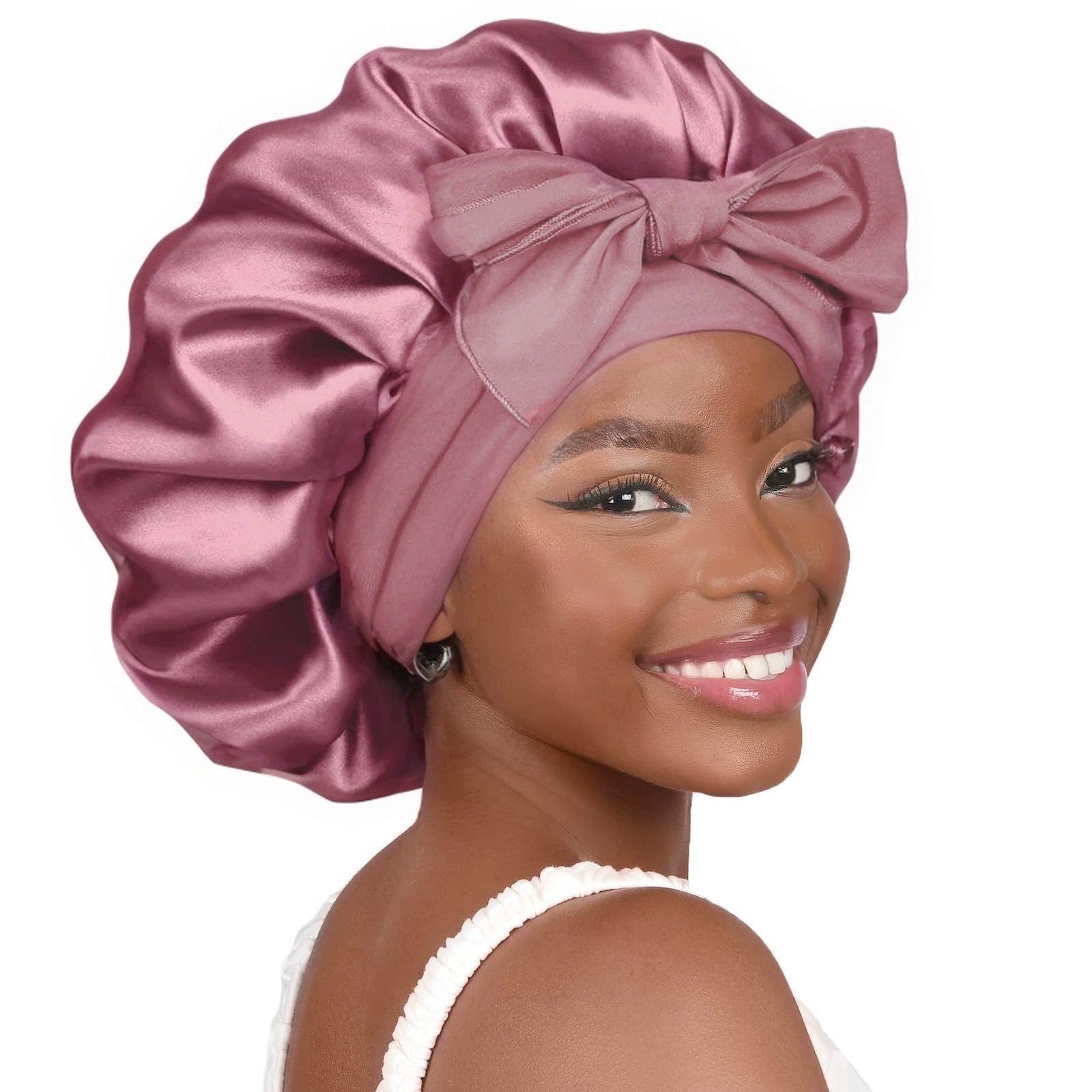 Satin Bonnet Silk Bonnet Adjustable Bonne For Sleeping Hair Bonnet With Tie Band Bonnets For Women