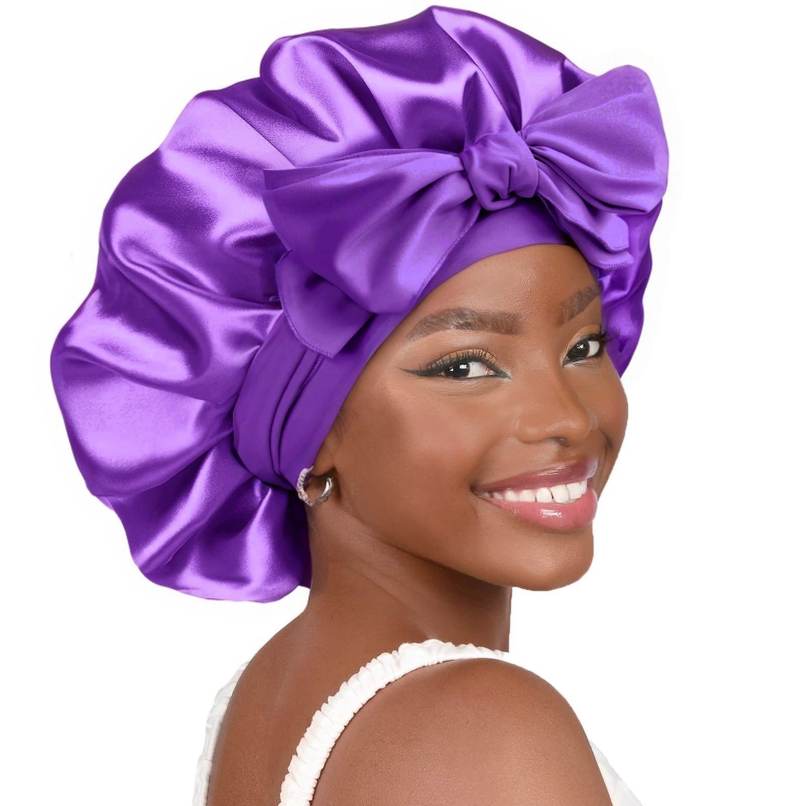 Satin Bonnet Silk Bonnet Adjustable Bonne For Sleeping Hair Bonnet With Tie Band Bonnets For Women