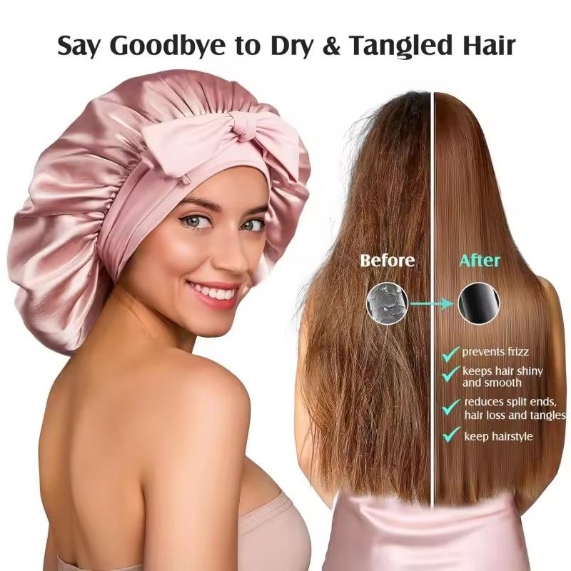 Satin Bonnet Silk Bonnet Adjustable Bonne For Sleeping Hair Bonnet With Tie Band Bonnets For Women