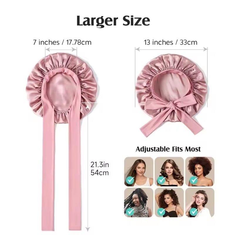 Satin Bonnet Silk Bonnet Adjustable Bonne For Sleeping Hair Bonnet With Tie Band Bonnets For Women