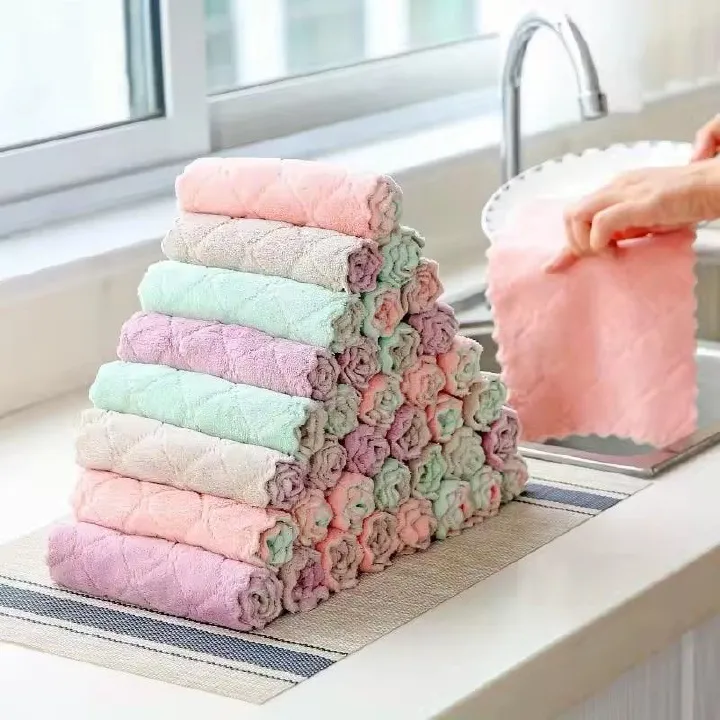 5pcs Super Absorbent Microfiber Kitchen Dish Cloth High-efficiency Tableware Household Cleaning Towel Kitchen Tools Gadgets