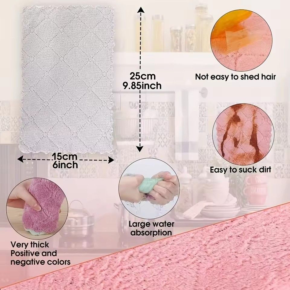 5pcs Super Absorbent Microfiber Kitchen Dish Cloth High-efficiency Tableware Household Cleaning Towel Kitchen Tools Gadgets