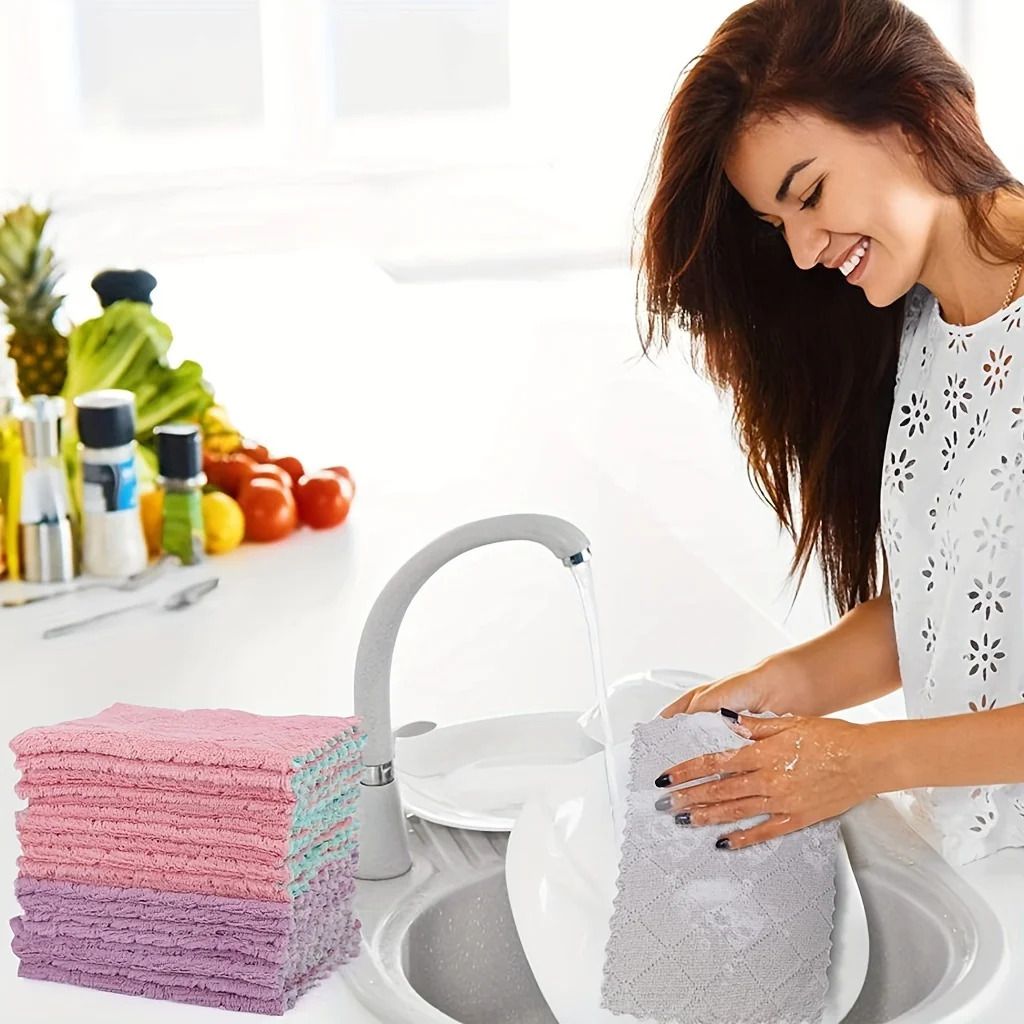 5pcs Super Absorbent Microfiber Kitchen Dish Cloth High-efficiency Tableware Household Cleaning Towel Kitchen Tools Gadgets